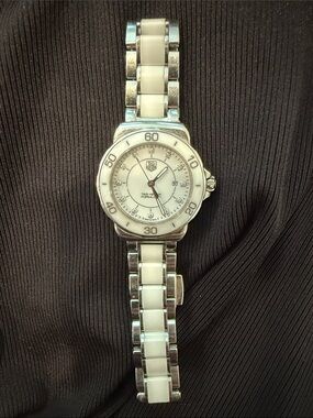 Tag Heuer White and Silver Women's Ceramic-Link Watch